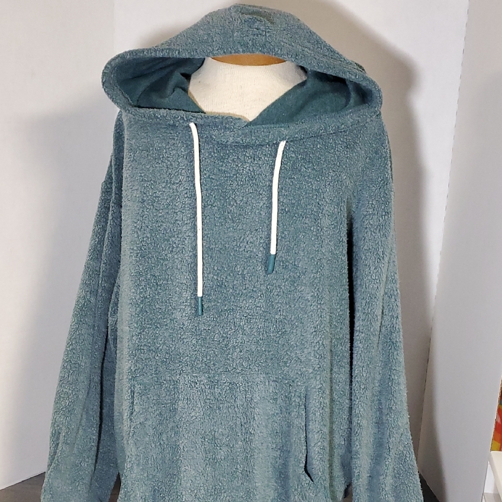 Cozy Teal Hooded Crewneck Sweater